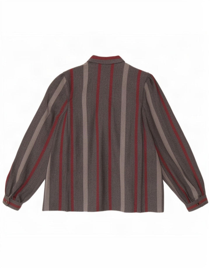 Camicetta camicia vintage da donna UK 18 XL a righe grigie