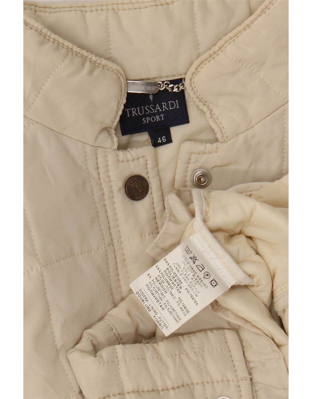 Giacca Trapuntata Donna Trussardi IT 46 Large Poliestere Bianco Sporco