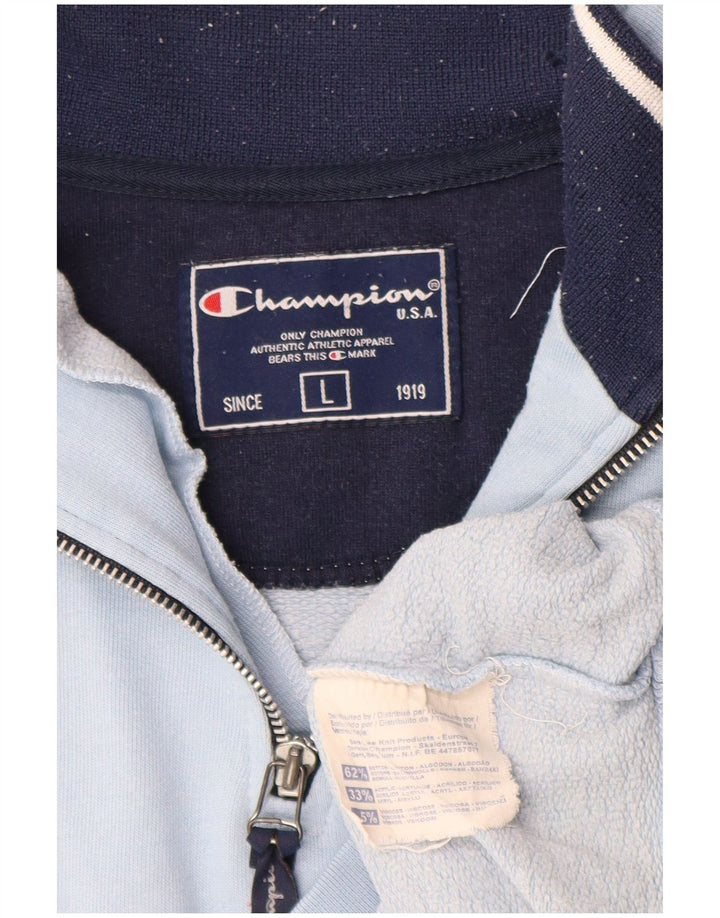 CHAMPION Felpa da uomo con collo con zip, maglione grande, cotone color block blu