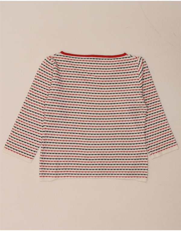 MAX & CO. Top corto da donna manica 3/4 UK 14 Viscosa a righe bianche grandi