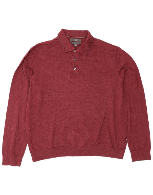 Maglione maglione collo alto da uomo Marks & Spencer XL in cotone bordeaux