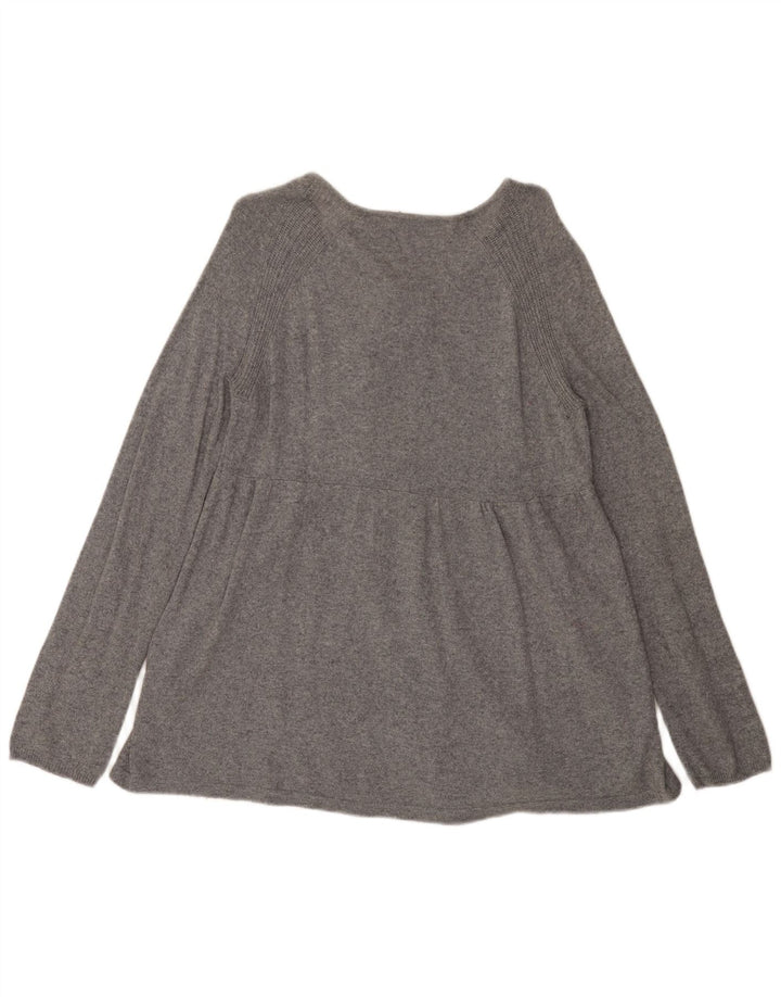 Maglione cardigan da donna Zara UK 14 grande cotone grigio