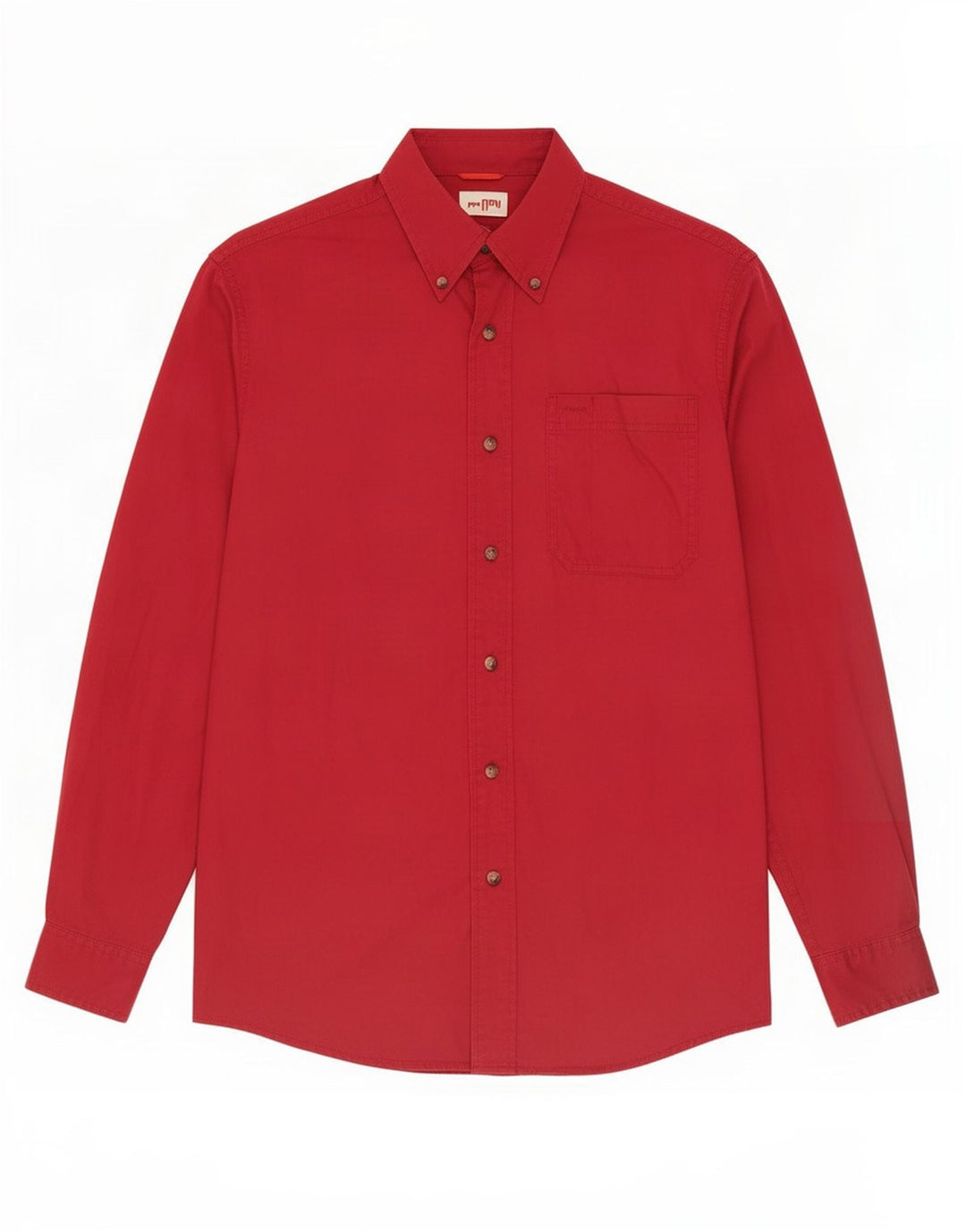 Camicia da uomo Wrangler piccola in cotone bordeaux