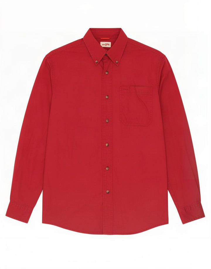 Camicia da uomo Wrangler piccola in cotone bordeaux