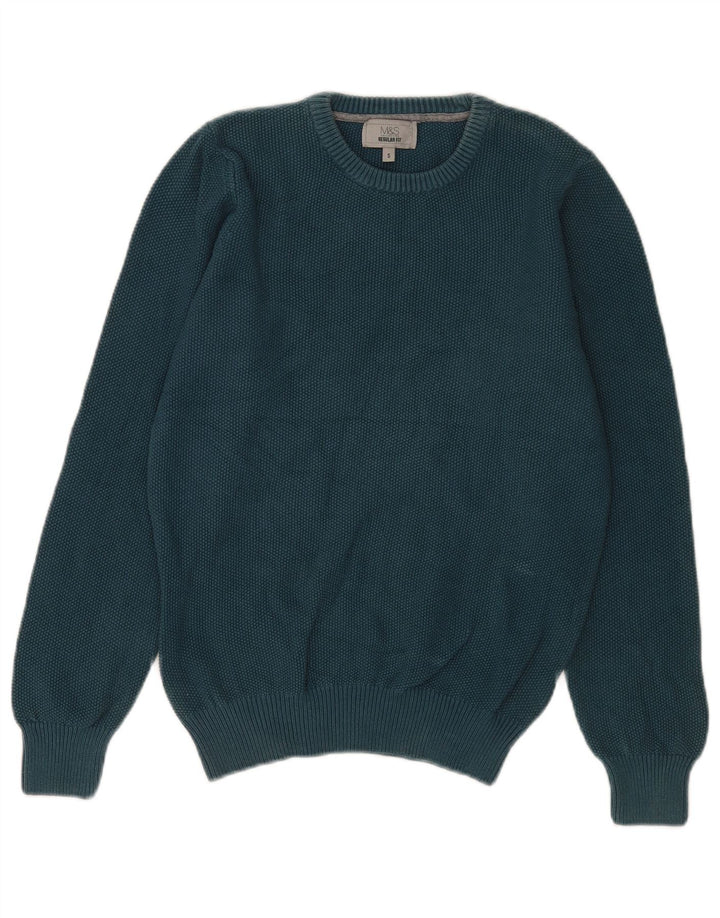 Maglione girocollo da uomo Marks & Spencer vestibilità regolare piccolo cotone blu