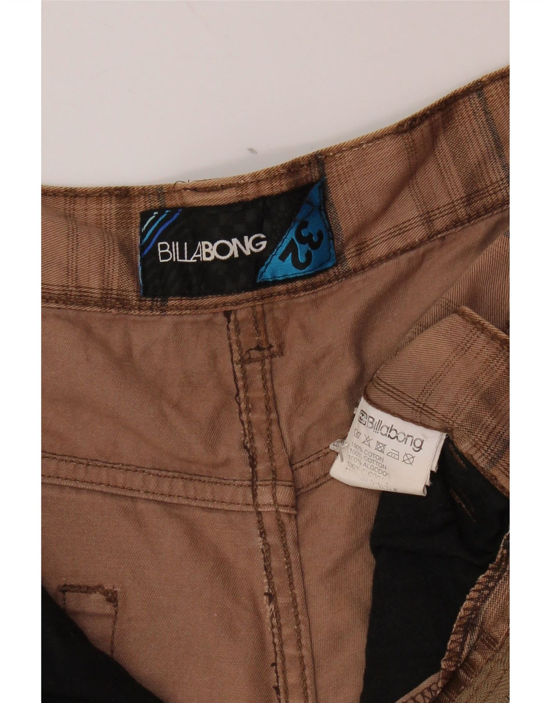 BILLABONG Pantaloncini casual grafici da uomo W32 Cotone a quadri beige medio