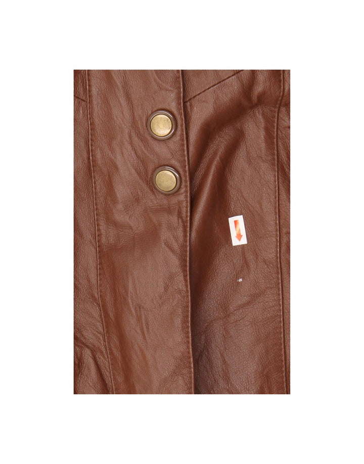 VINTAGE Womens Leather Jacket UK 18 XL Brown Floral