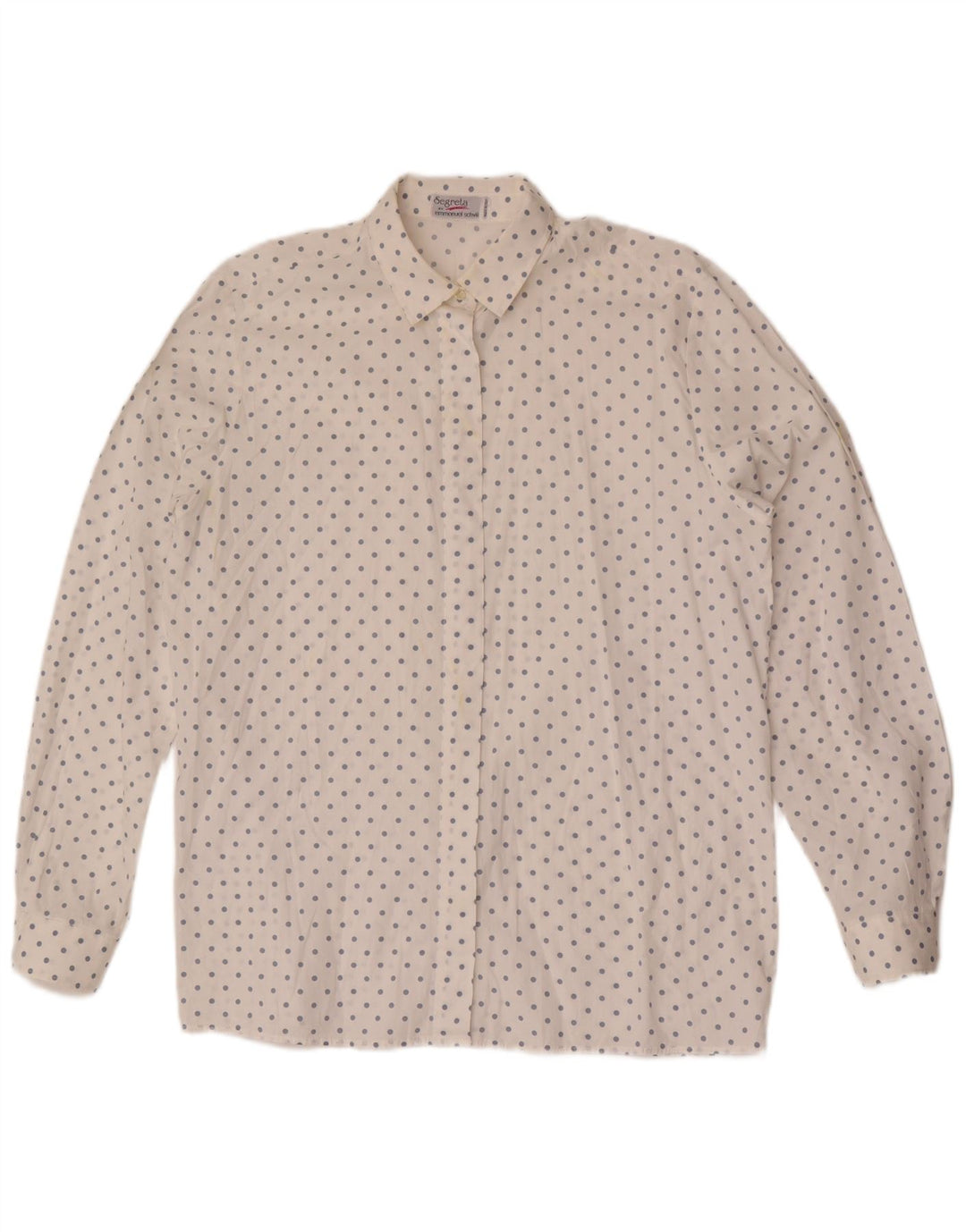 Camicia da donna Emmanuel Schvili UK 18 XL bianca maculata