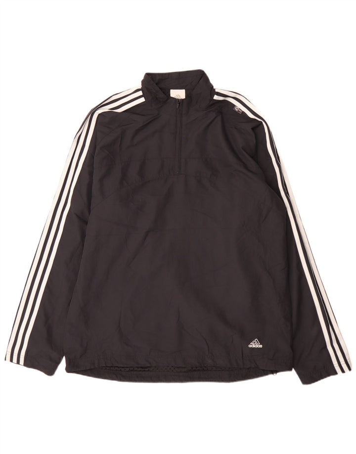 Adidas Uomo Zip Neck Pullover Tuta Top Large Blu Navy Sportivo