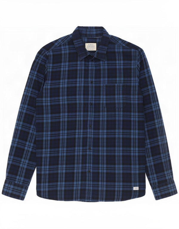 Jack & Jones Mens Flannel Shirt Large Navy Blue Check Cotton