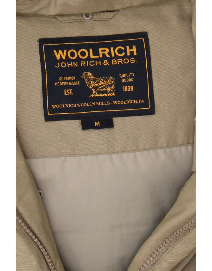 WOOLRICH Womens Hooded Padded Bomber Jacket UK 14 Medium Beige Cotton Vintage Woolrich and Second-Hand Woolrich from Messina Hembry 