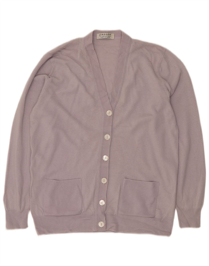 Maglione cardigan da donna Jaeger UK 14 Lana d'agnello viola medio