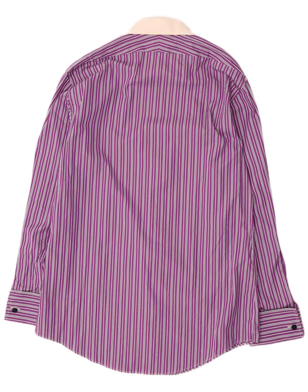 Camicia da uomo slim fit Brooks Brothers taglia 15 cotone a righe viola medio