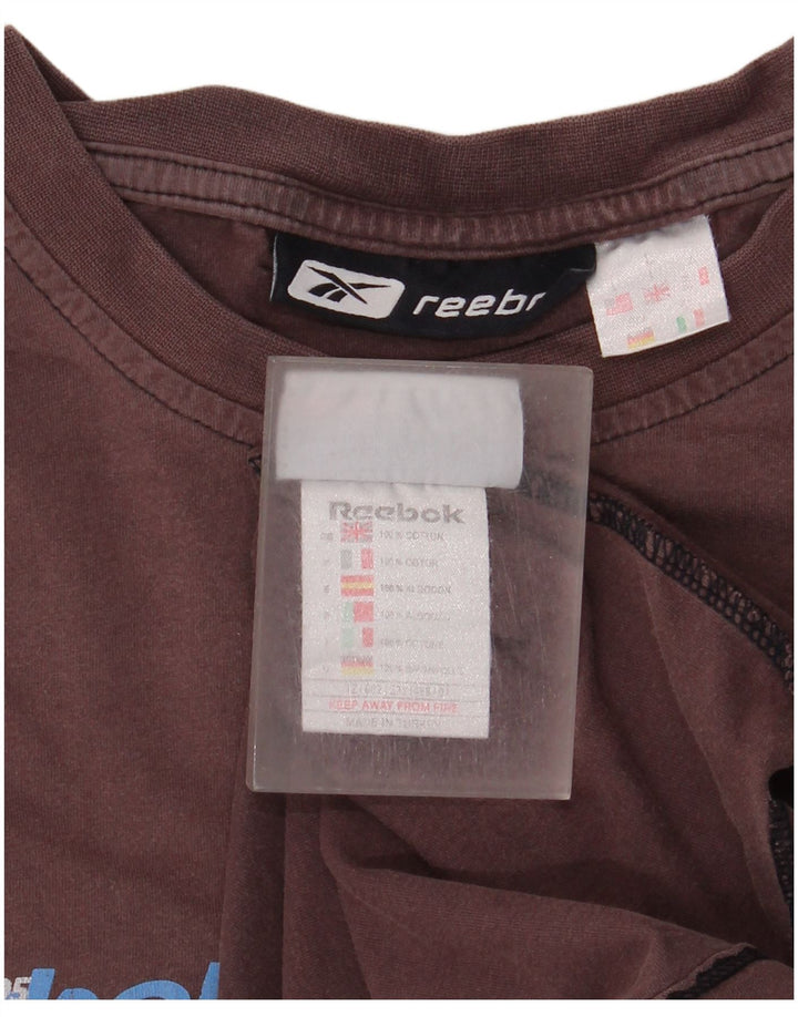 T-shirt grafica da uomo Reebok Top grande in cotone marrone