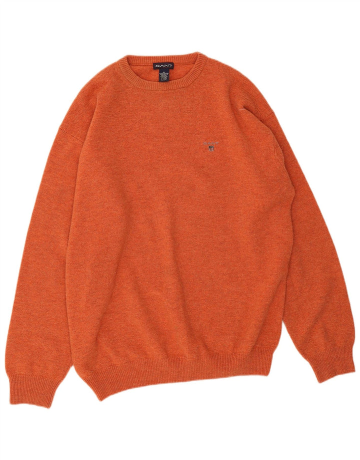Maglione maglione girocollo da uomo Gant XL arancione in lana d'agnello