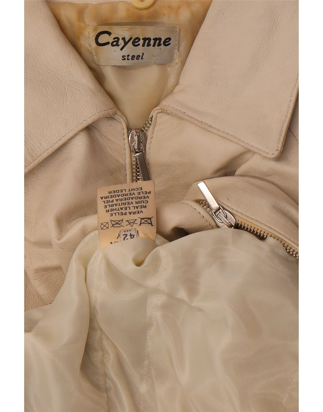 Giacca in pelle corta da donna Cayenne IT 42 Pelle bianca media