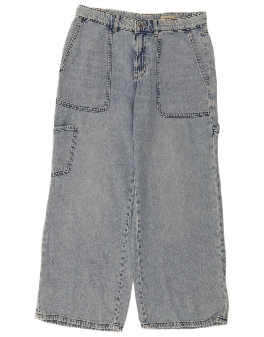 Jeans Marks & Spencer da donna cargo a gamba larga UK 12 medio W32 L28 blu
