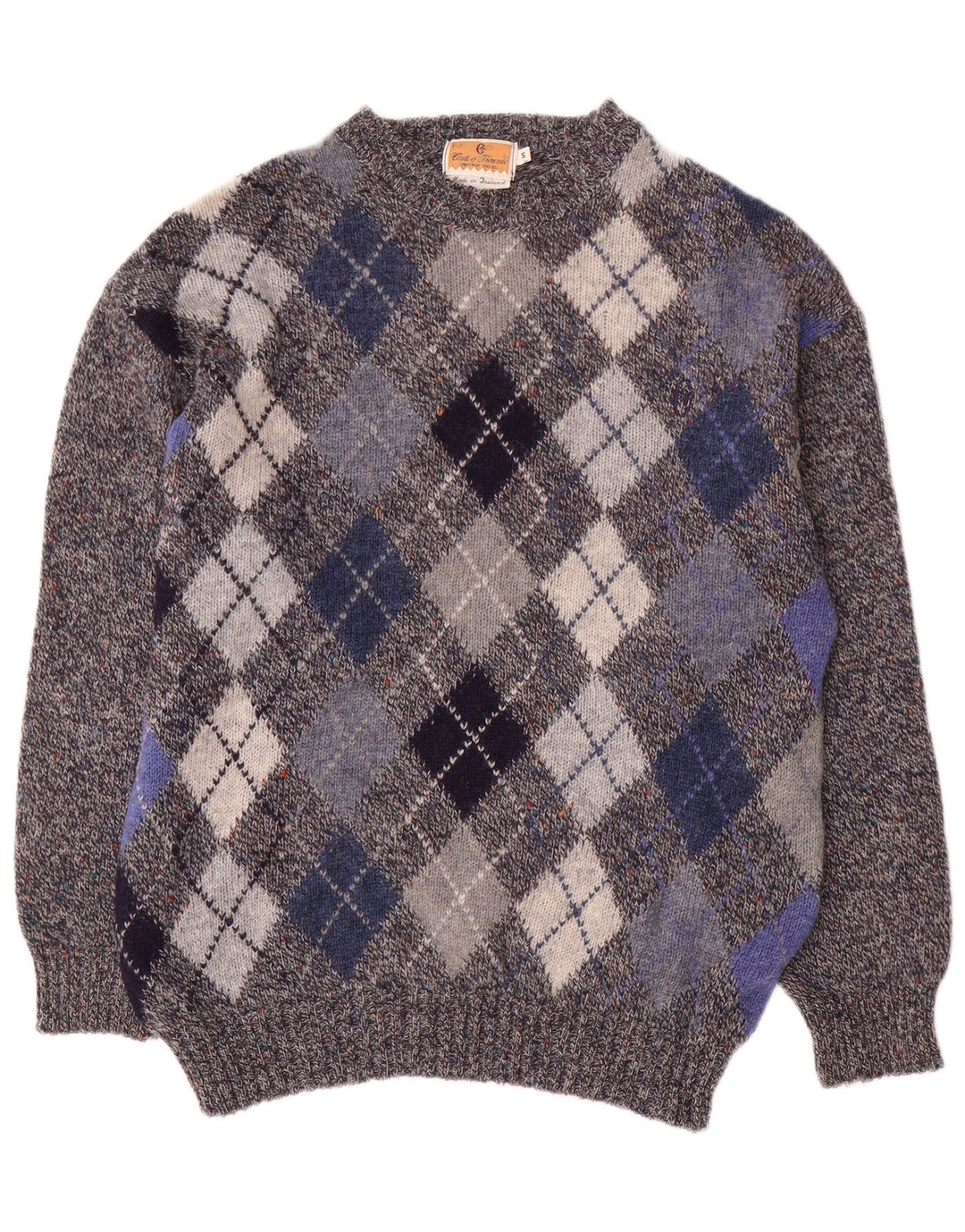 CONTE OF FLORENCE Maglione da uomo girocollo piccolo grigio a rombi/diamante