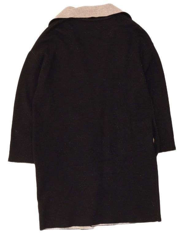 Maglione cardigan lungo da donna Zara UK 14 blocco colore nero medio