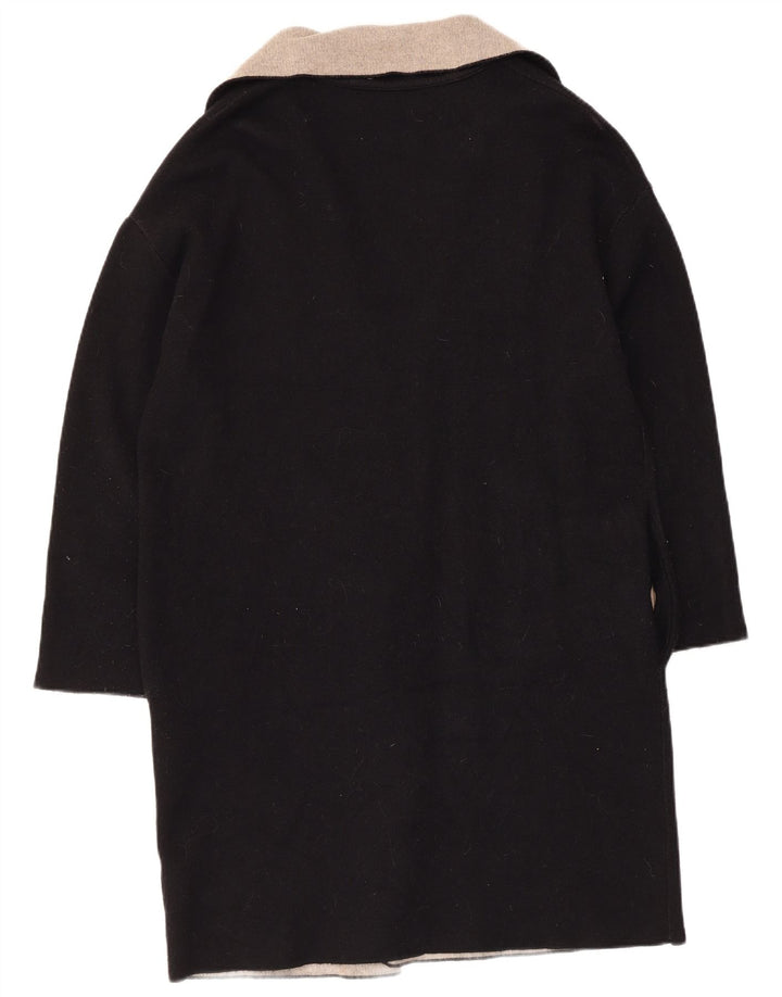 Maglione cardigan lungo da donna Zara UK 14 blocco colore nero medio