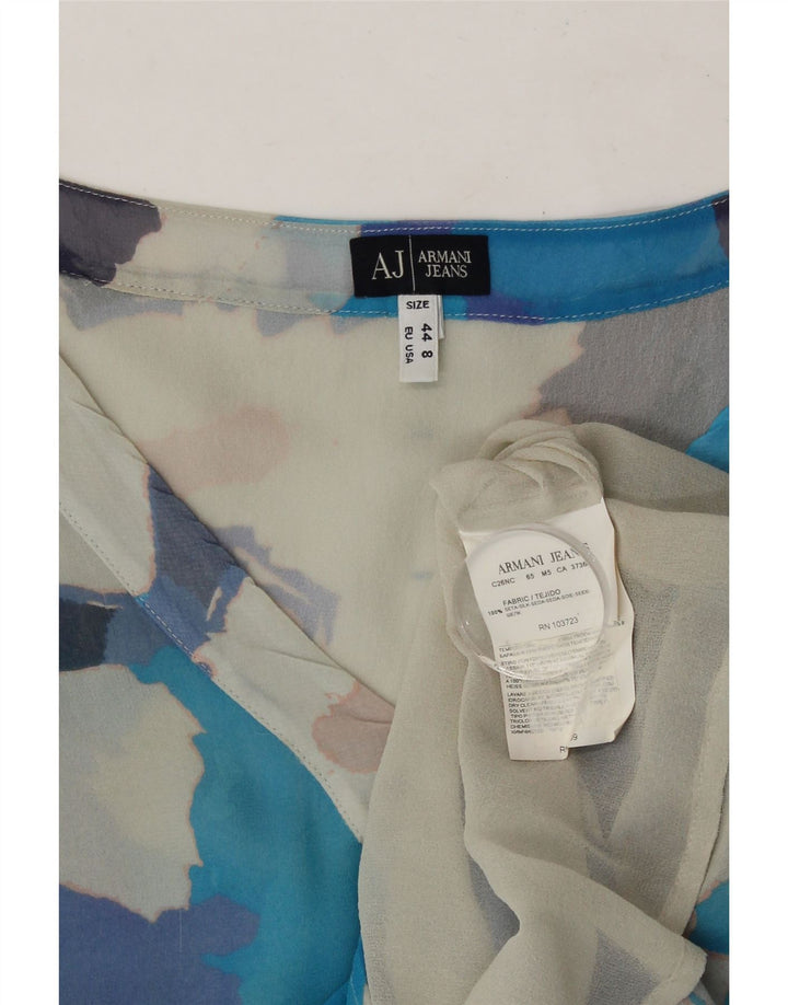ARMANI Womens See Through Blouse Top EU 44 XL Blue Camouflage Silk Vintage Armani and Second-Hand Armani from Messina Hembry 