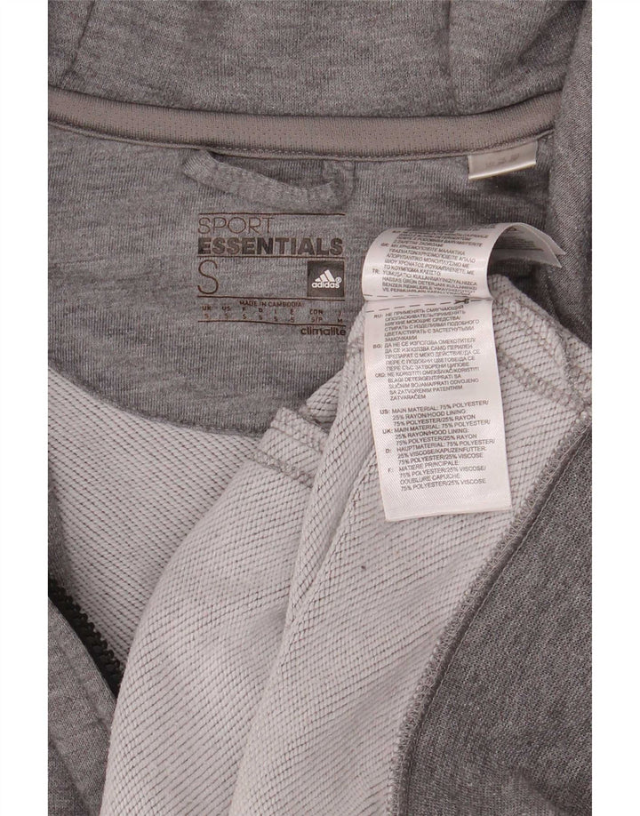 Maglione con cappuccio e zip Adidas Climalite da uomo piccolo in poliestere chiazzato grigio