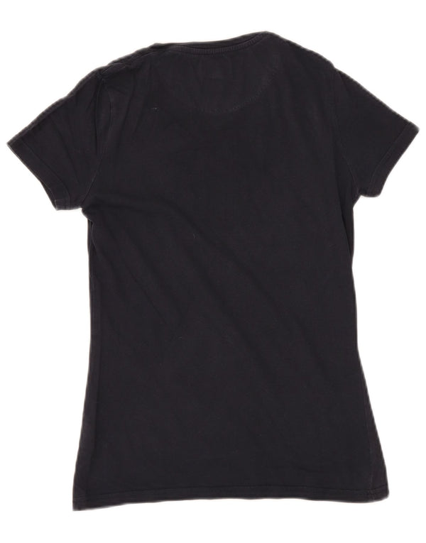 JACK WILLS T-shirt grafica da donna Top UK 6 XS Blu navy in cotone