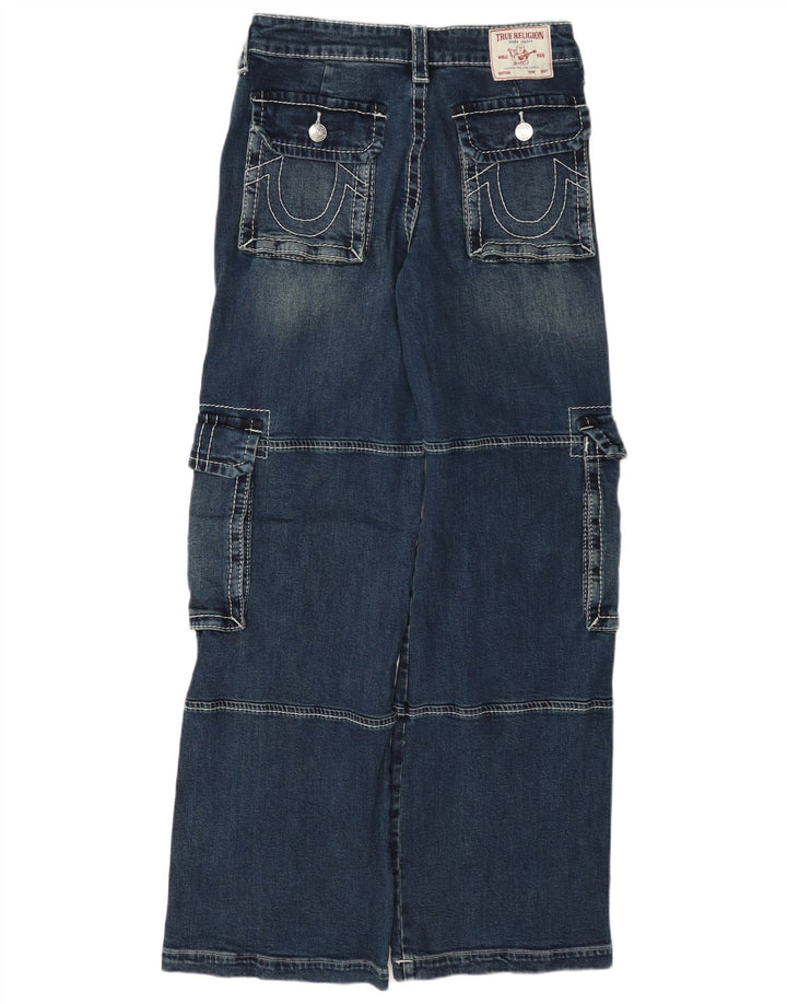Jeans cargo a gamba larga da donna True Religion W26 L33 cotone blu