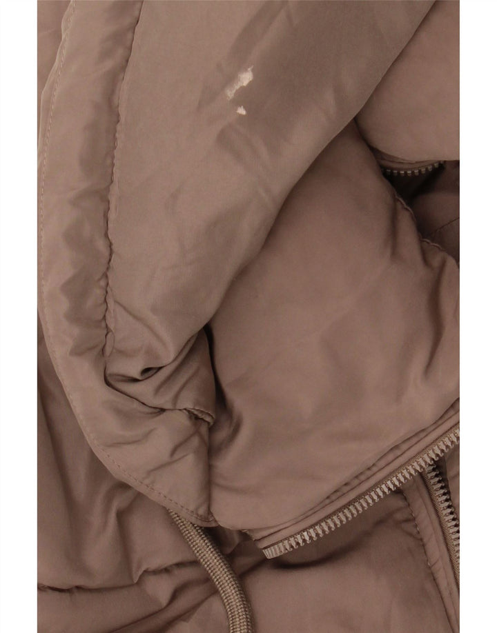 Giacca imbottita oversize con cappuccio da donna Zara UK 14 Poliestere marrone medio