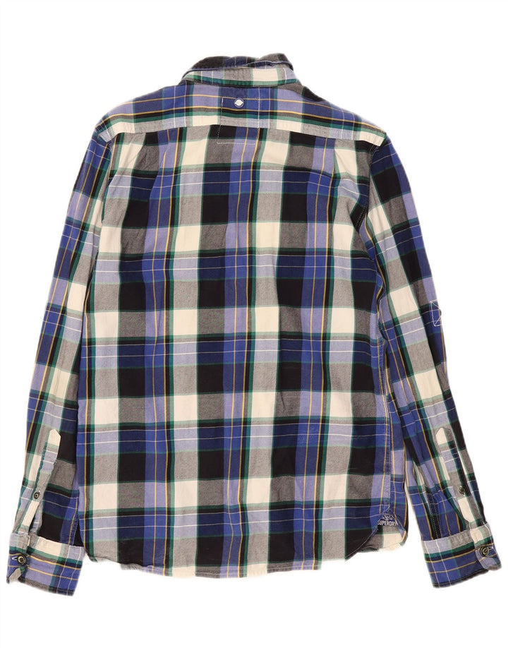 Camicia da uomo in flanella SUPERDRY XL in cotone a quadri blu navy