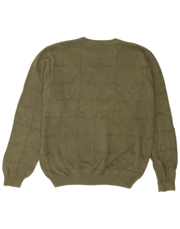 Maglione da uomo girocollo Izod in cotone a quadri kaki grande