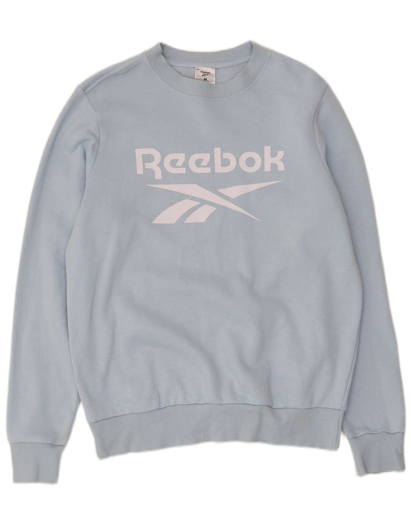 Felpa grafica da uomo Reebok, maglione, cotone blu medio