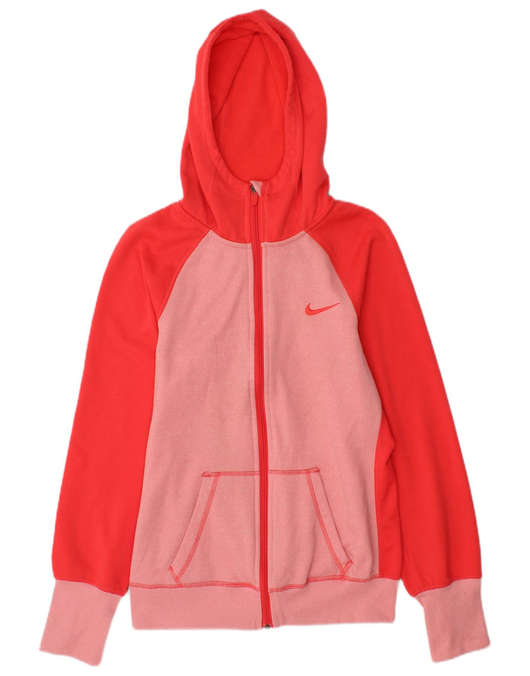 Felpa con cappuccio e zip NIKE Therma-Fit da donna UK 10 Small Pink Colourblock