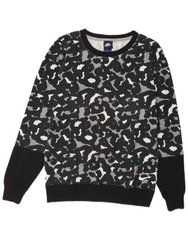 Felpa da donna Nike Jumper UK 14 Medium Black Animal Print