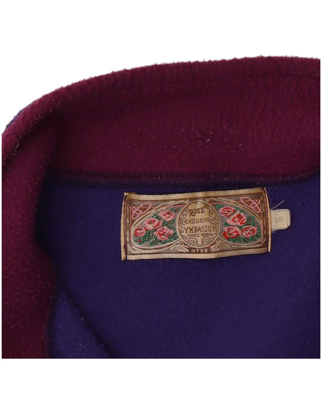 Maglione in pile vintage da uomo con collo a bottoni, piccolo multicolore a blocchi di colore