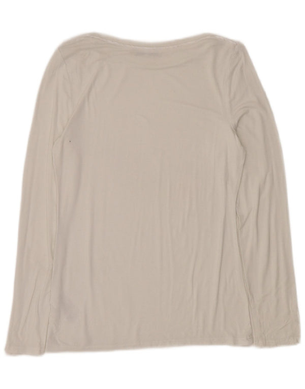 Top da donna a maniche lunghe OASIS UK 10 piccolo bianco in viscosa