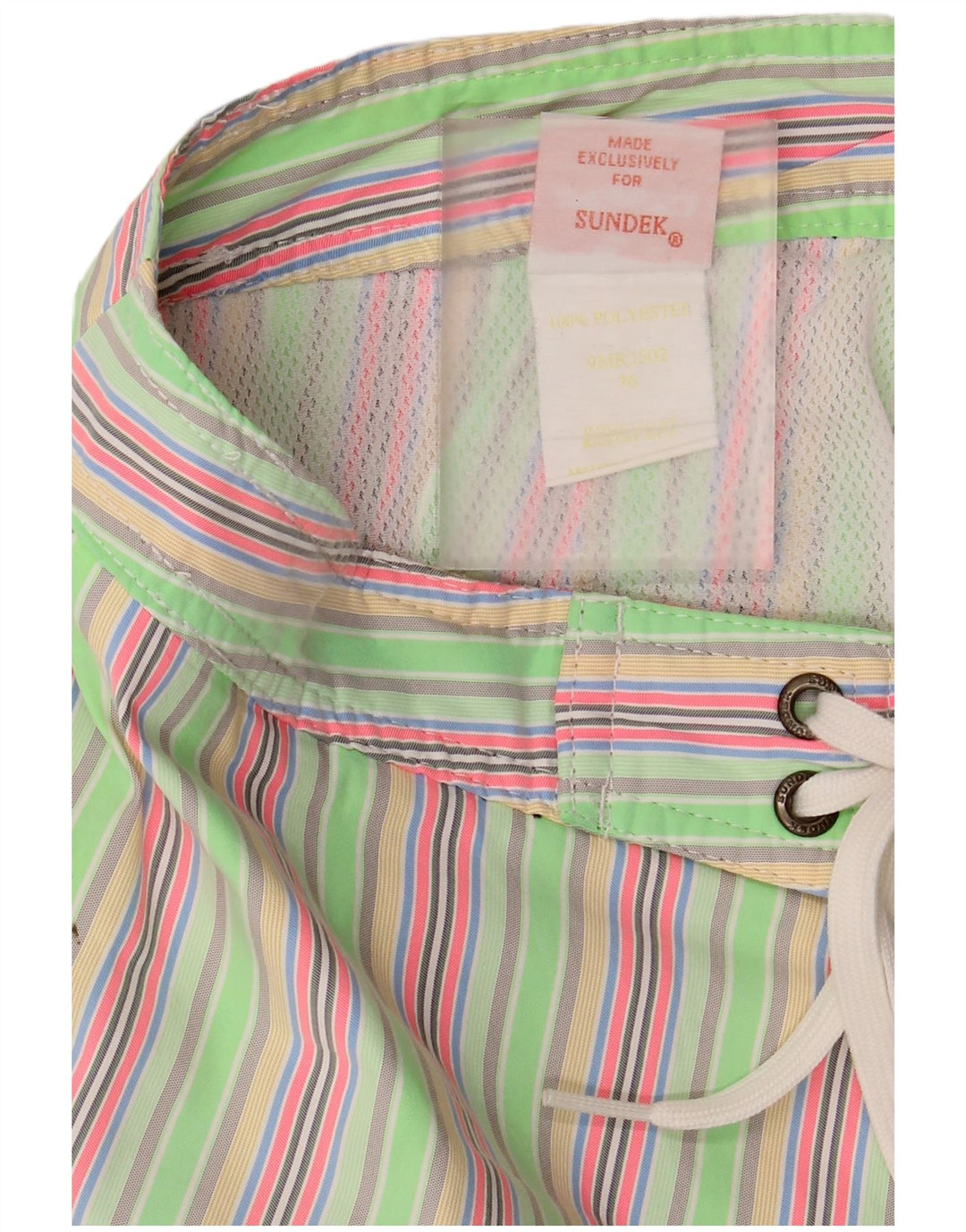 Pantaloncini da bagno da uomo Sundek, poliestere a righe verdi grandi