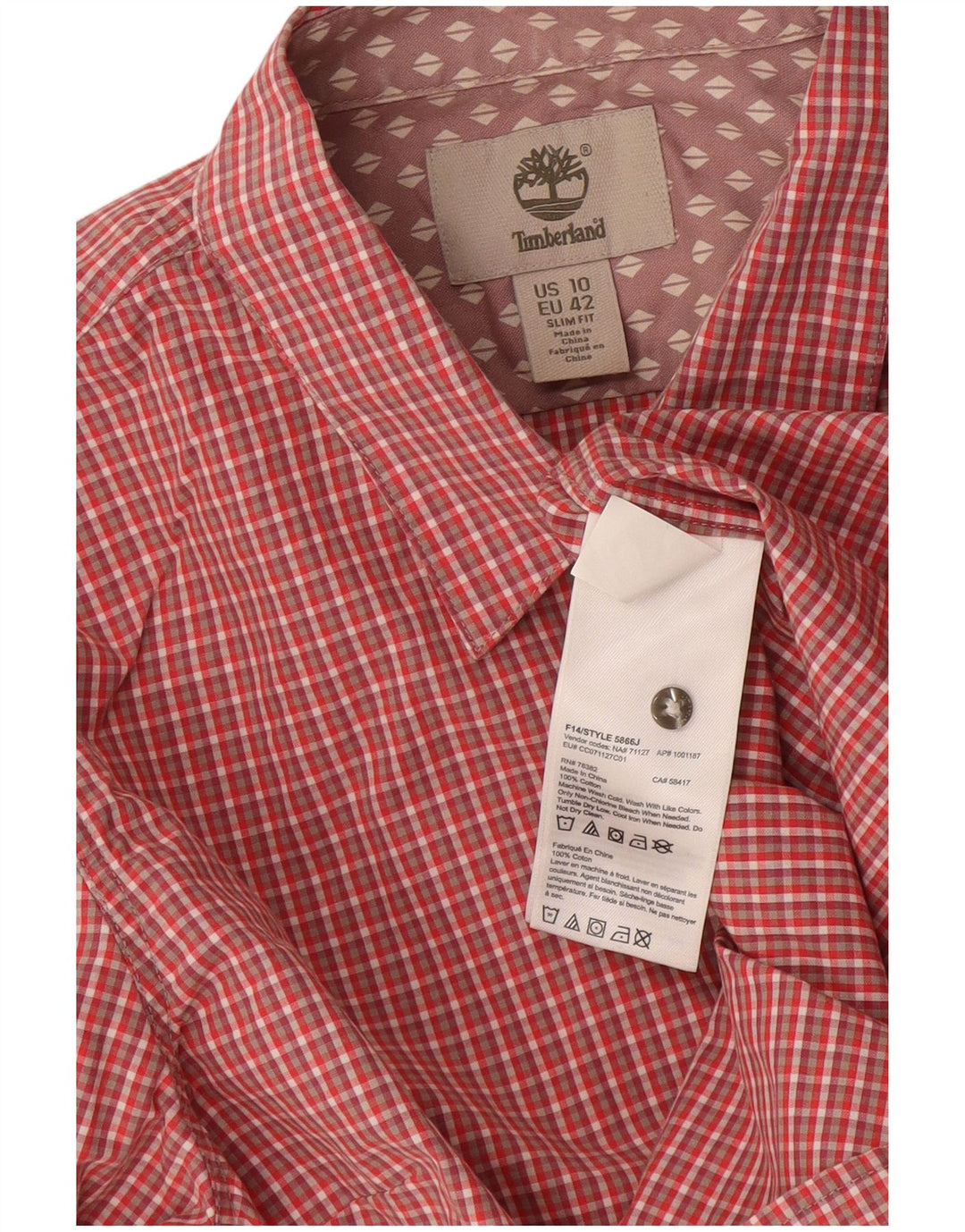 Camicia slim fit da donna Timberland EU 42 Large Red Gingham Cotton