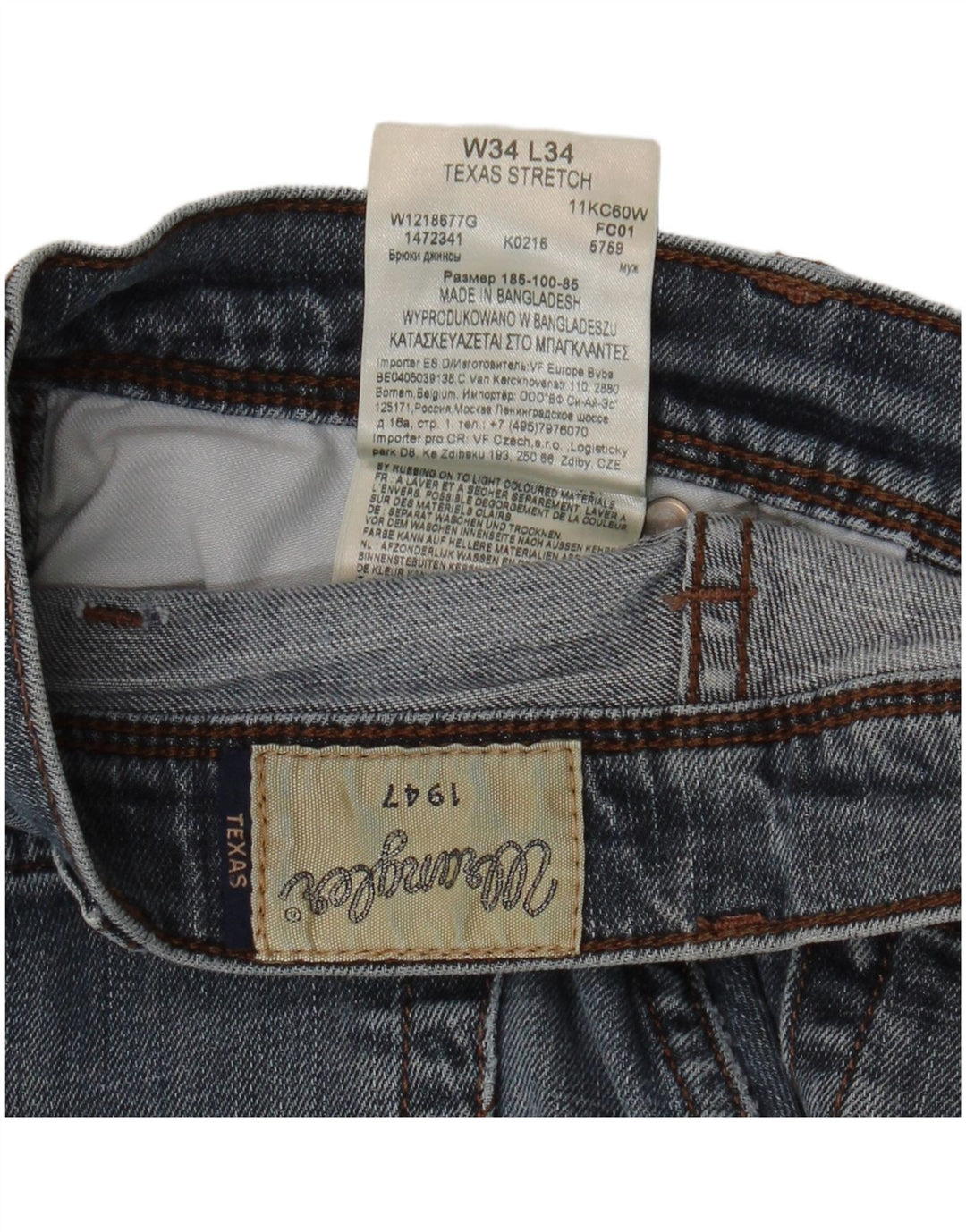WRANGLER Jeans dritti elasticizzati Texas da uomo W34 L34 cotone blu