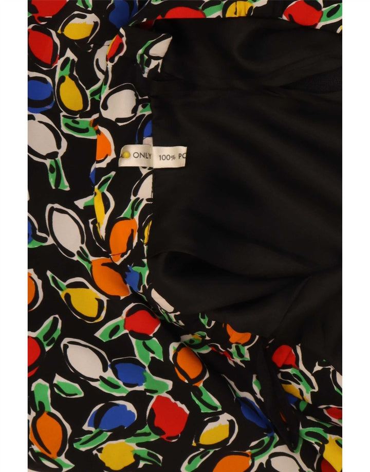Gonna longuette da donna vintage W30 poliestere floreale nero medio