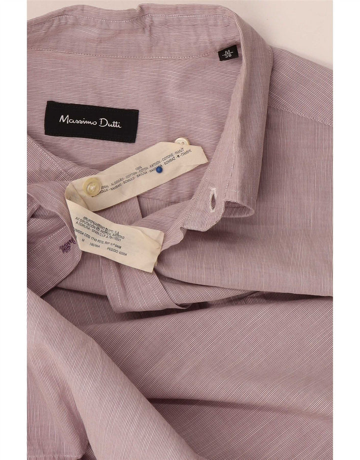 Camicia da uomo a maniche corte Massimo Dutti in cotone gessato rosa medio