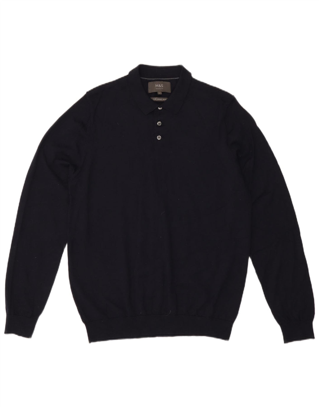 Maglione da uomo Marks & Spencer con collo alto, grande, in lana blu navy