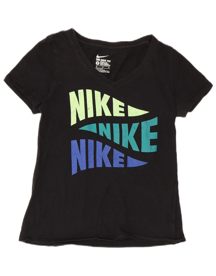 T-shirt grafica Nike da donna con taglio atletico, taglia UK 14, media, nera
