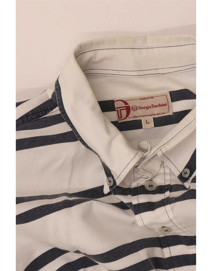 Maglia pullover da uomo Sergio Tacchini a righe bianche grandi