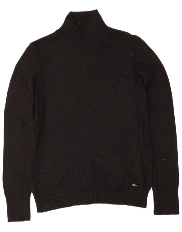 Maglione maglione da donna con collo alto SUPERDRY UK 14 Cashmere nero medio