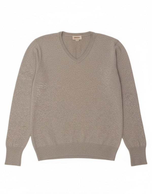 Maglione maglione con scollo a V da donna Diesel UK 14 Grigio medio