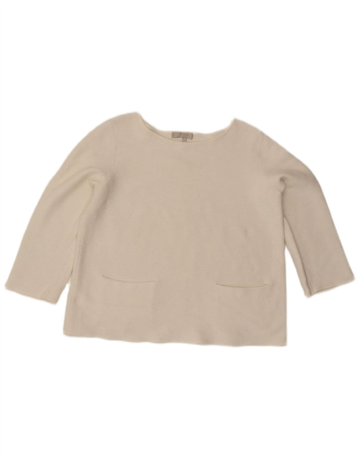 HOBBS Womens Crop Top 3/4 Sleeve UK 14 Medium White