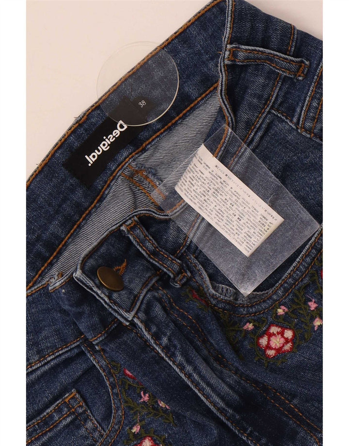 Desigual Jeans Bootcut da donna EU 38 Medio W28 L27 Cotone floreale blu