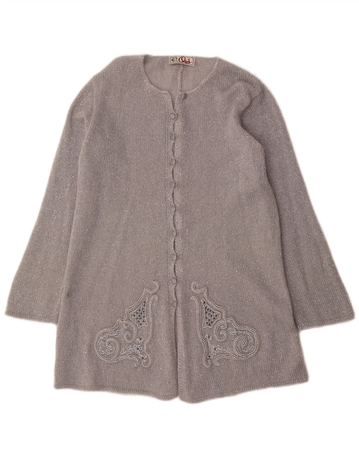 Maglione cardigan lungo da donna Oris IT 44 Medium Silver Mohair