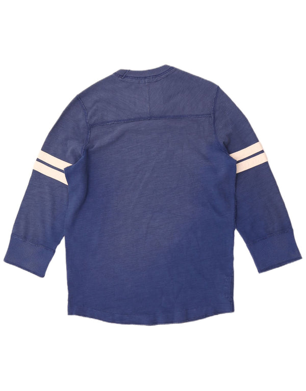 Abercrombie & Fitch Top da uomo con grafica effetto invecchiato, maniche a 3/4, XL, blu